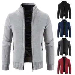Cárdigan de lana gruesa y cálida para Hombre, abrigo holgado con cremallera, Jersey marrón y azul marino, chaquetas Y2K, Otoño e Invierno