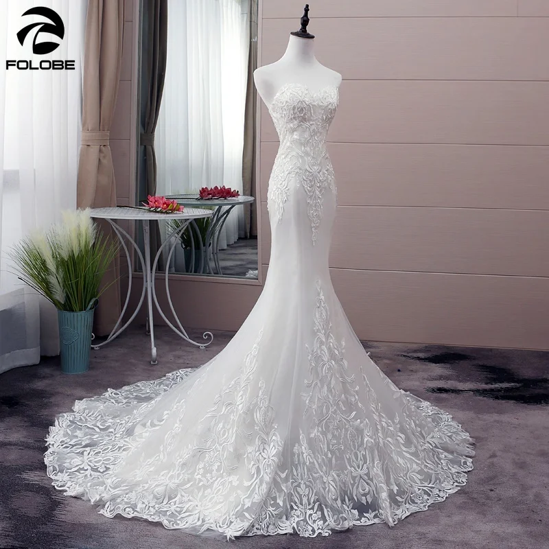 2020 Nieuwe Sweetheart Lace Mermaid Wedding Dress Sexy Ruglooze Bruidsjurken Gorgeous Lace Up Back Bruid Jurk Robe De Mariee