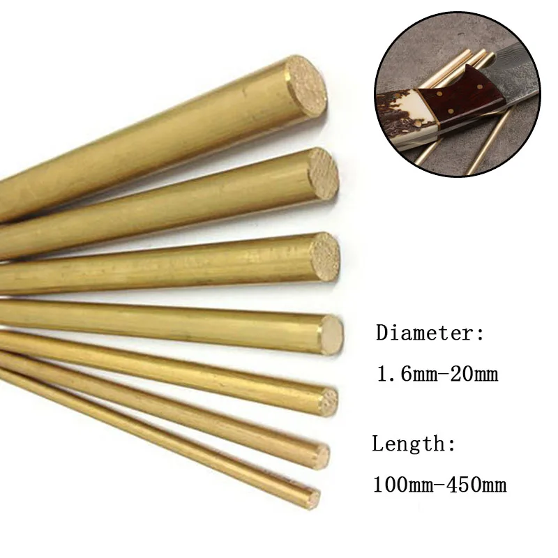 Round Brass Round Bar Rod Faça Você Mesmo Knife Handle Material Circular Wire Tube Modelmaking Brass Rod mm mm mm mm mm Mm20 mm