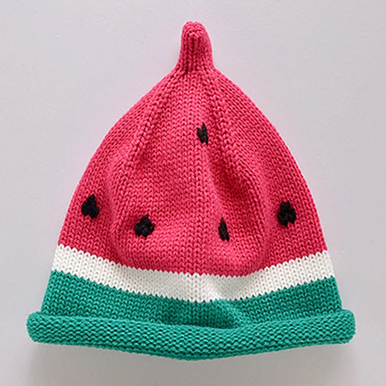 Baby hand knitted fruit hat children watermelon hat autumn winter lovely wool hat warm cover cap