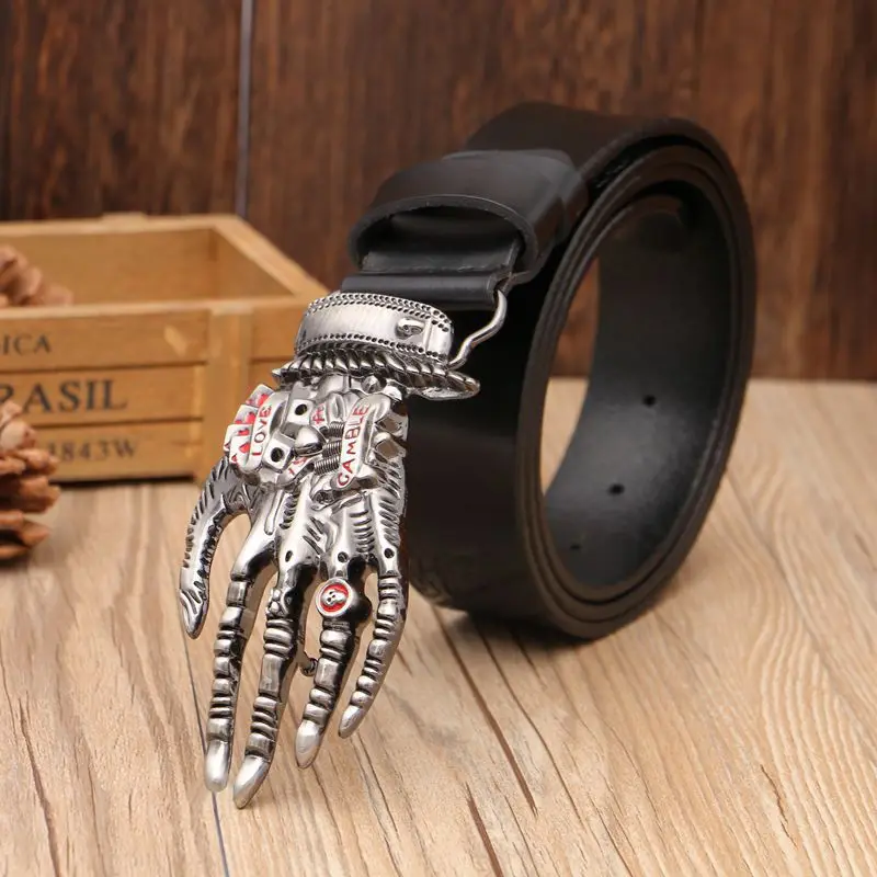 Leather man fashion ghost hand belt western denim belt birthday party gift