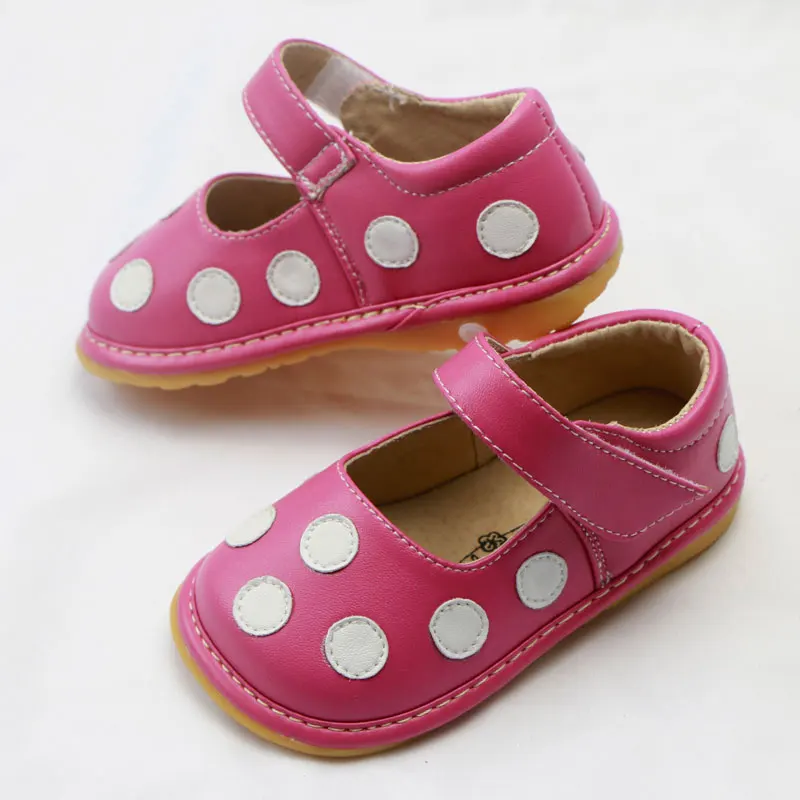 Girls Sandals with Sounds Kids Leather Shoes Children Polka Dot Sneakers Princess Dance Shoes 1-3 Years Baby Squeaker Toddler