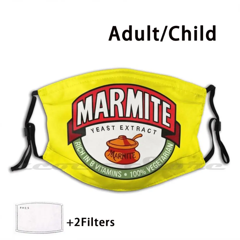 Marmite lavável tendência personalizado pm2.5 filtro máscara extrato vegetariano espalhar molhos inglaterra comida vintage cozinha