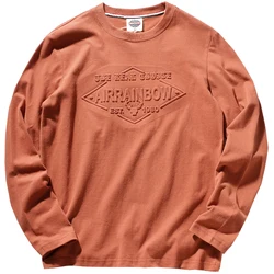 round Neck Long Sleeve T-shirt Men 's Cotton European and American Fashion Style Washed Distressed Style Long Sleeve Base Shirt