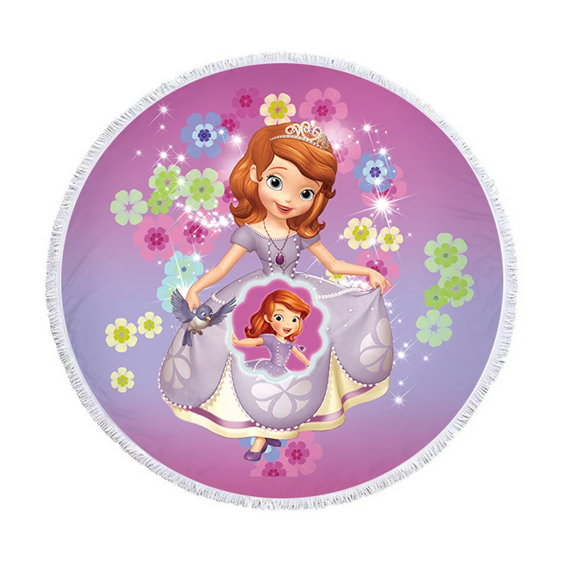 

Розовое детское банное полотенце с рисунком Софии для девочек, мягкое пляжное полотенце для мужчин и женщин, круглый коврик для йоги 150х150см