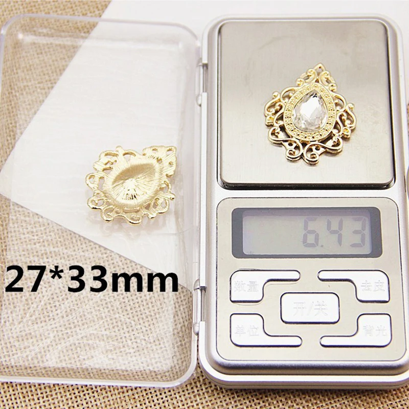 10Pcs/Set 33*17MM Metal Gold Color Shield Buttons  For Colthing Wedding Embellishment, DIY Handmade Sewing Accessories