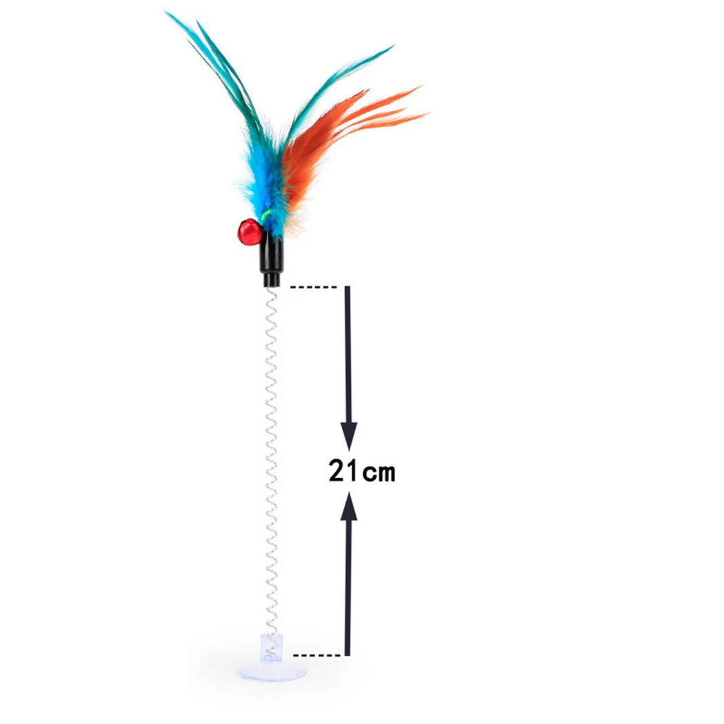 1Pc Cat Toy Funny Interactive Suction Spring Cat Toy Cat Feather Wand Cat Teaser Pet Interactive Supplies Cat Favor Random Color