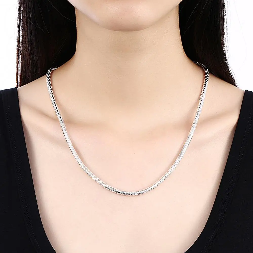 DOTEFFIL-Conjuntos de collar y pulsera de cadena de serpiente para mujer y hombre, joyería de dijes de moda, Plata de Ley 925, 16/18/20/22/24/26/30