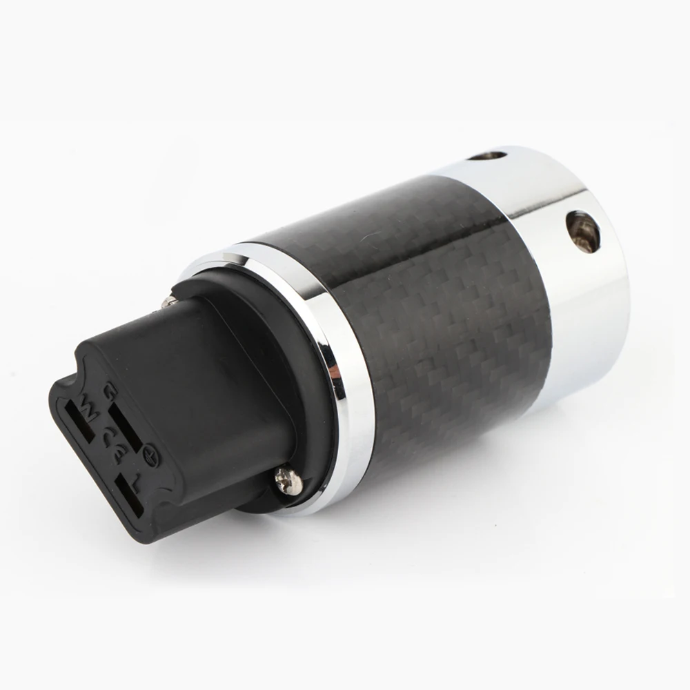 Preffair CF4A أبيض/ألياف الكربون الأسود مطلية بالذهب 20A C19 IEC أنثى التوصيل HIFI كابل الطاقة لتقوم بها بنفسك موصل التيار الكهربائي