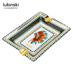 LUBINSKI Cigar Gadgets Ceramic Cigar Ashtray 2 Cigars Holder Ash Slot Tobacco Cigarette Ashtray