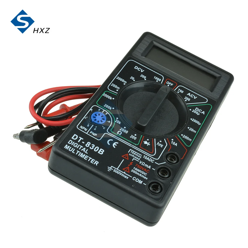 1SET DT830B LCD Digital Mini Multimeter AC/DC 750/1000V probe For Voltmeter Ammeter Ohm Tester Meter Voltage Current Multimeter