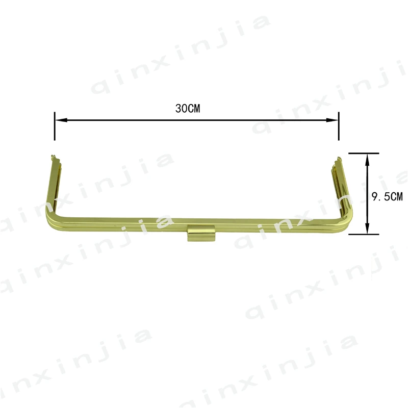 30cm Long Manual DIY Metal Purse Frame Square Handmade Hardware Vintage Rectangle Wallet Frame No Screw Craft Material Gold