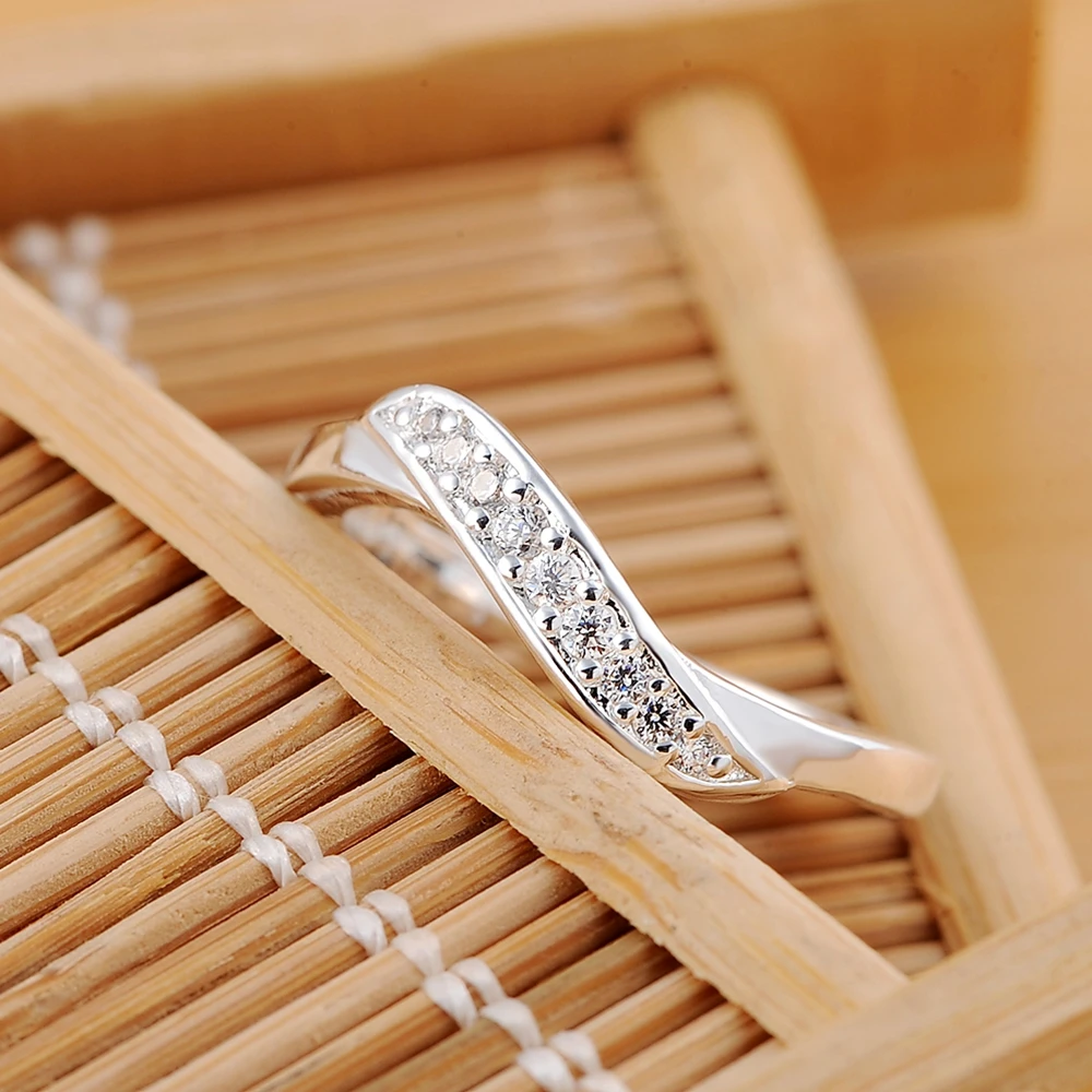 DOTEFFIL torsadé AAA Zircon bague 925 en argent Sterling femme mode mariage fiançailles fête cadeau charme bijoux