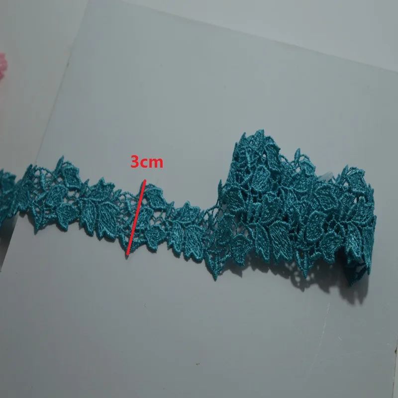 3cm szerokości 5yds/lot turkusowy ~ różowy ~ fioletowy w kwiaty Venise wykończenia z projektem na ślub dla nowożeńców i do dekoracji odzieży