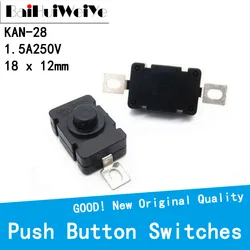 10 Stks/partij KAN-28 Drukknop 18*12Mm 1.5A 250V Smd Self Locking Zaklamp Schakelaars 2P-ON-OFF KAN28