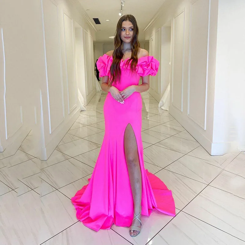 SoDigne proste suknie balowe Off Shoulder Satin z wysokim wycięciem bocznym Sexy Party Dress Vestidos De Gala długa suknia galowa na bal maturalny