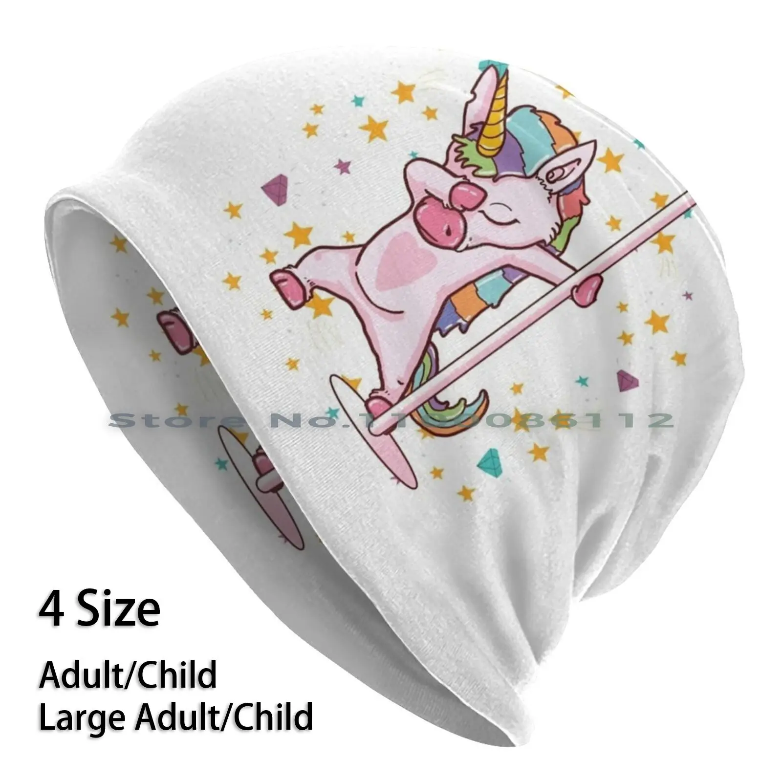 Pole Dancing Unicorn Cute Funny Pole Dance Gift Beanies Knit Hat Unicorn Gymnastics Pole Dancing Kitten Animal Pole Dancer