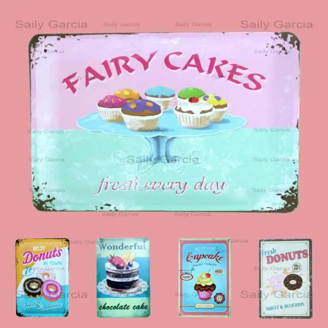 

Cake Metal Tin Sign Dessert Vintage Plaque Bar Metal Poster Cafe Decoration Pub Retro Wall Plates Decorative Home Decor 20x30cm