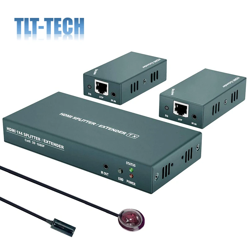 TLT-ANK HDMI Extender Splitter 1x2 with IR UHD 1080P@60Hz Extending 165ft (50m) Length Transmission Over CAT5e/CAT6/CAT7 Cable