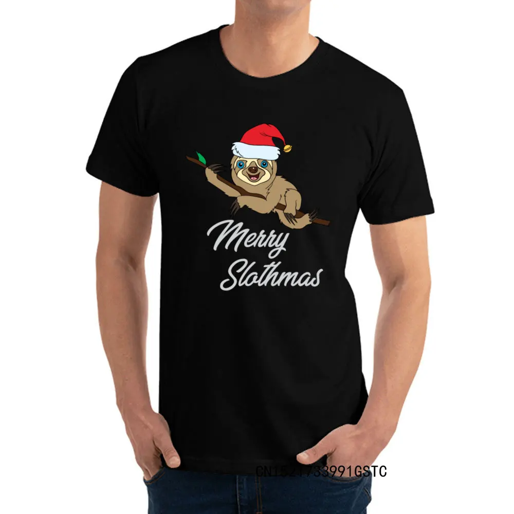 

Designer Man T-Shirt Round Collar Short Sleeve Pure Cotton Merry Slothmas Cute Sloth Merry Christmas Wi Tees Casual Tee-Shirts