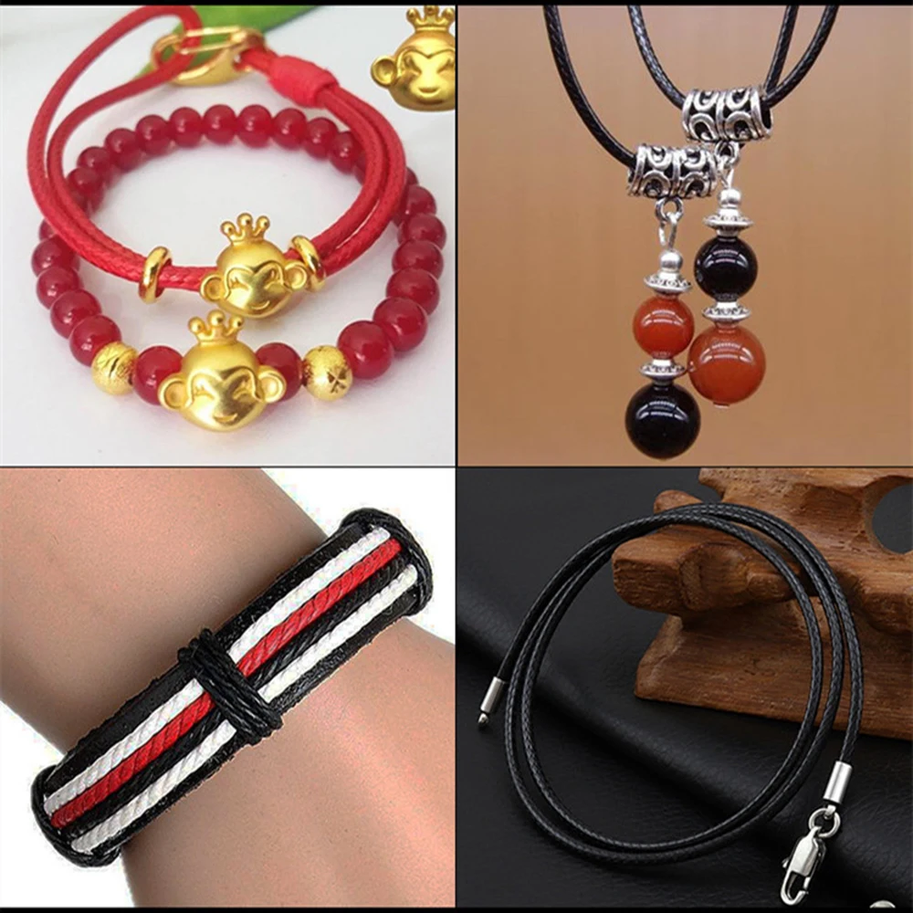 0.5/0.8/1.0/1.5/2.0 مللي متر الملونة مشمع الحبل مشمع الموضوع الحبل سلسلة سوار مجوهرات الأزياء بالجملة حبل لصنع المجوهرات