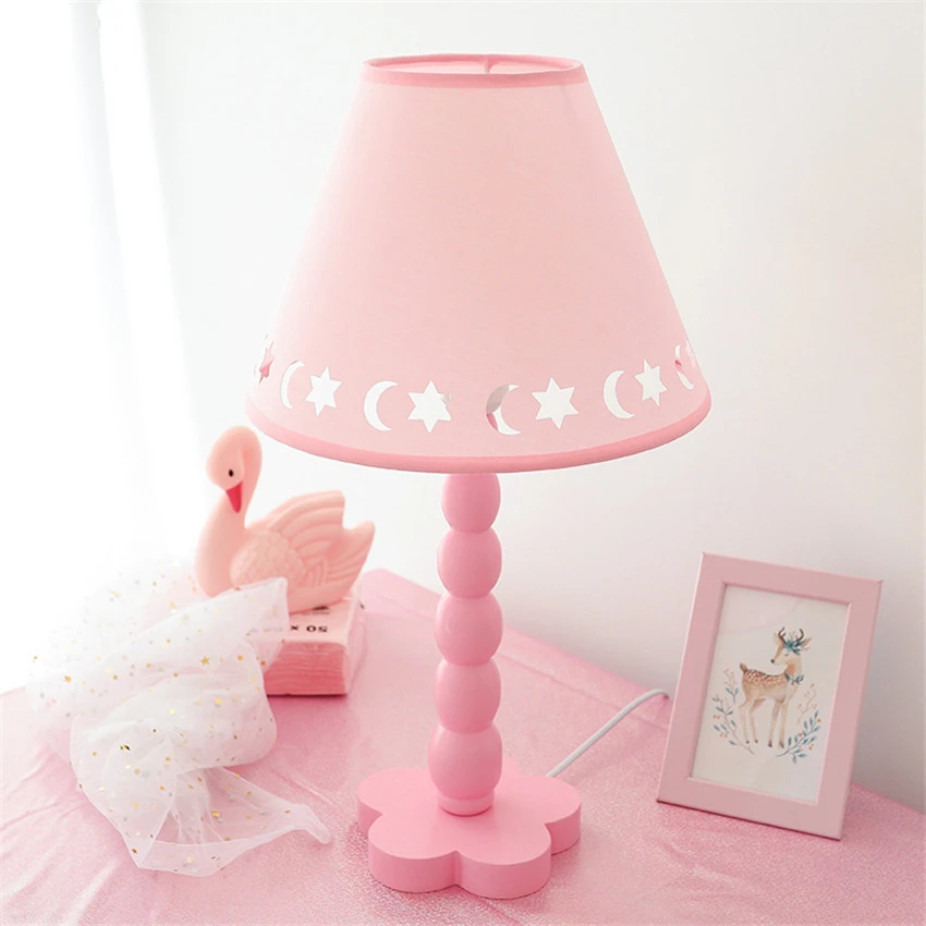 

Nordic Cute Princess Wooden Pink Table Lamps Children's Bedroom Bedside Lamp Girl Romantic Study Room Desk Table Lights Fixtures