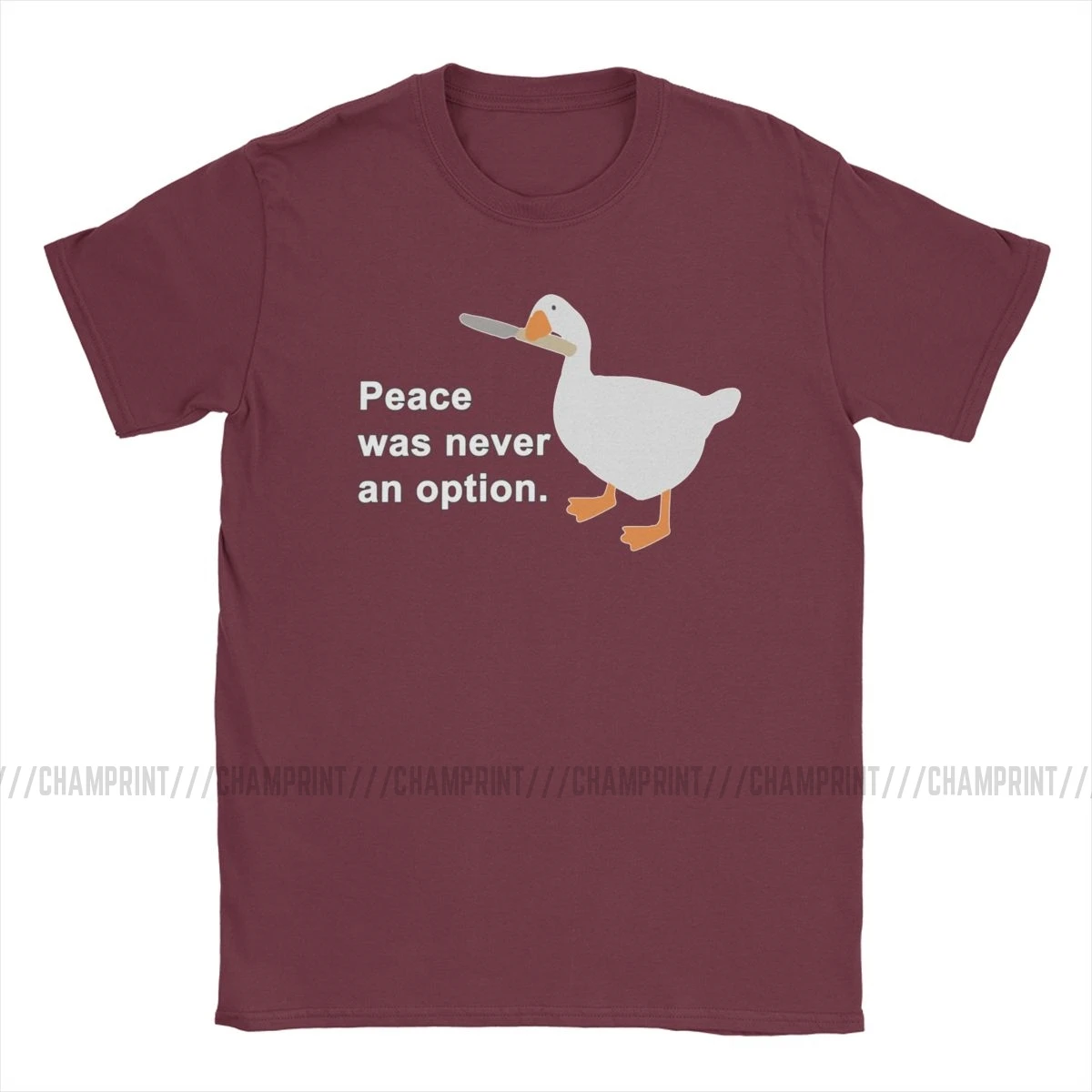 Men T-Shirt Peace Was Never An Option Crazy Tee Shirt Short Sleeve Untitled Goose Game T Shirt Crewneck Clothes Plus Size