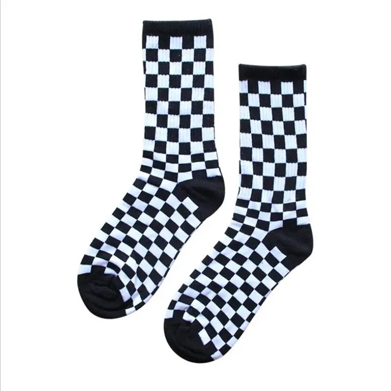 Calcetines de cuadros geométricos para hombre y mujer, calcetín cálido de algodón, Hip Hop, ropa de calle, Harajuku, Unisex