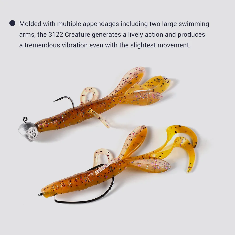 NOEBY-Soft Shrimp Baits for Bass Fishing, Crayfish Lure, Crayfish Wobbler, Jig Trailer Craws, 9.5cm, 5g，6pcs image 5