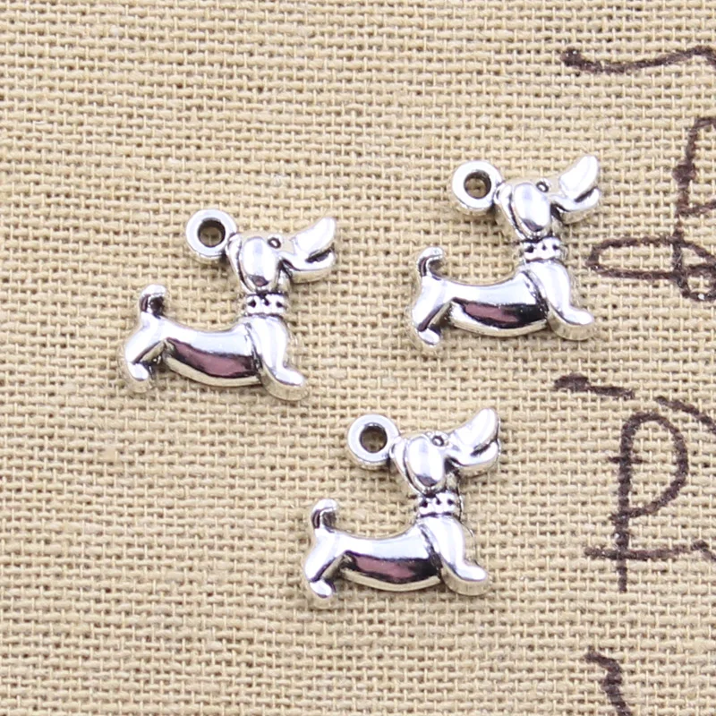 20pcs Charms Dachshund Dog 12x13mm Antique Silver Color Pendants Making DIY Handmade Tibetan Finding Jewelry