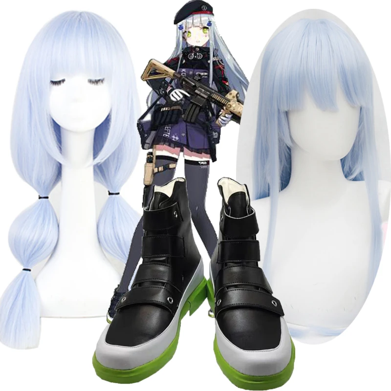 Game Girls' Frontline hk416 Cosplay Costume clothes wig and shoes set Halloween Carnival Outfit For Women Girls Wigs and shoes