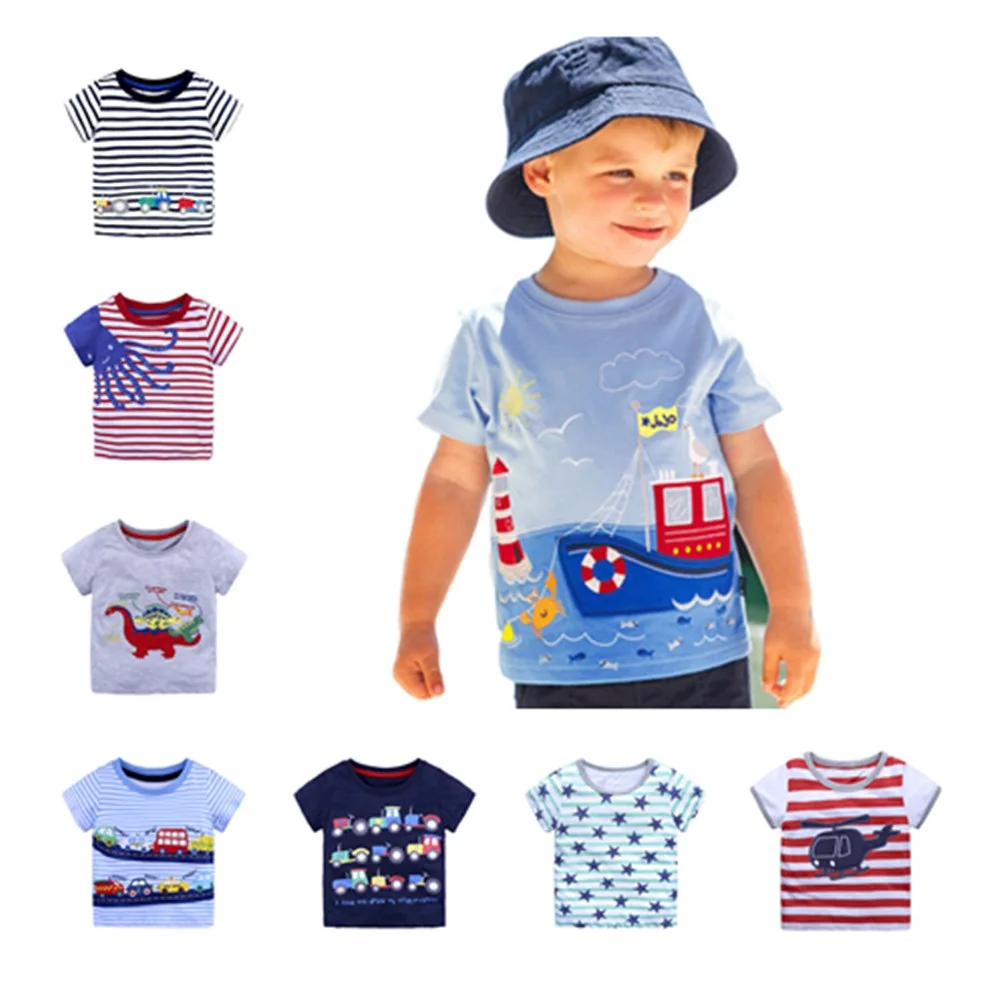 2026 Baby Boys T Shirts Children Tee Shirts Summer Dino tshirt Short Sleeve Multi-colors Kids Top 100% Cotton 18Month 2 3 4 5 6T