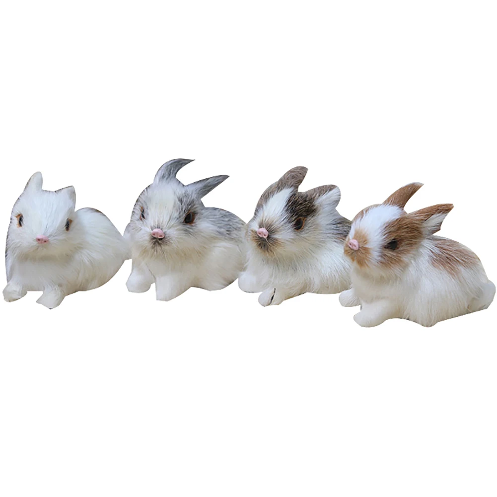 Cute Rabbits Plush Toys Fur Lifelike Animal christmas Bunny Simulation Rabbit Toy Model Birthday Gift