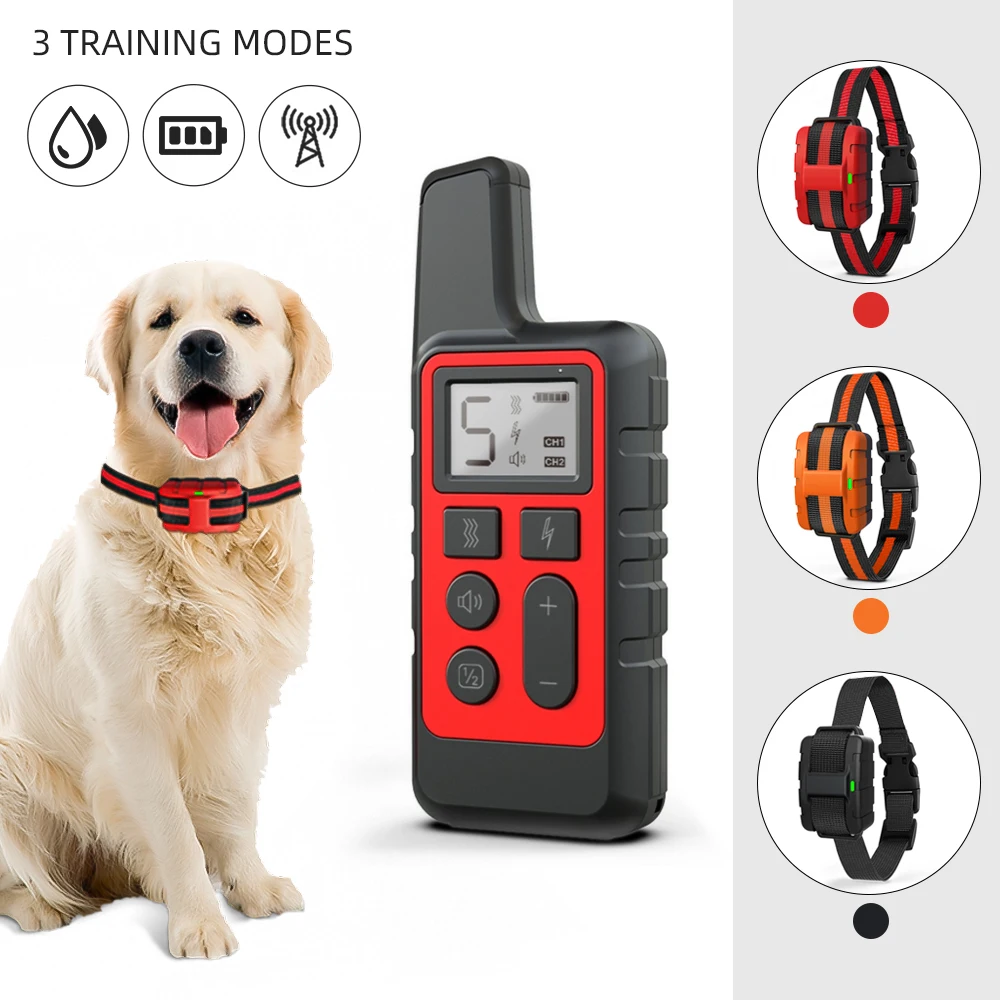 

500M Electric Dog Training Collar Waterproof Rechargeable Pet Remote Control Shock Sound Dog Repeller Dog Accessories