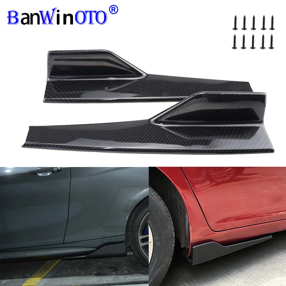 2Pcs/Set Car Wide Body Side Skirts Splitters Kit Modified Sideskirts Rocker Anti-Scratch Winglet Wings Bumper 45cm Universal