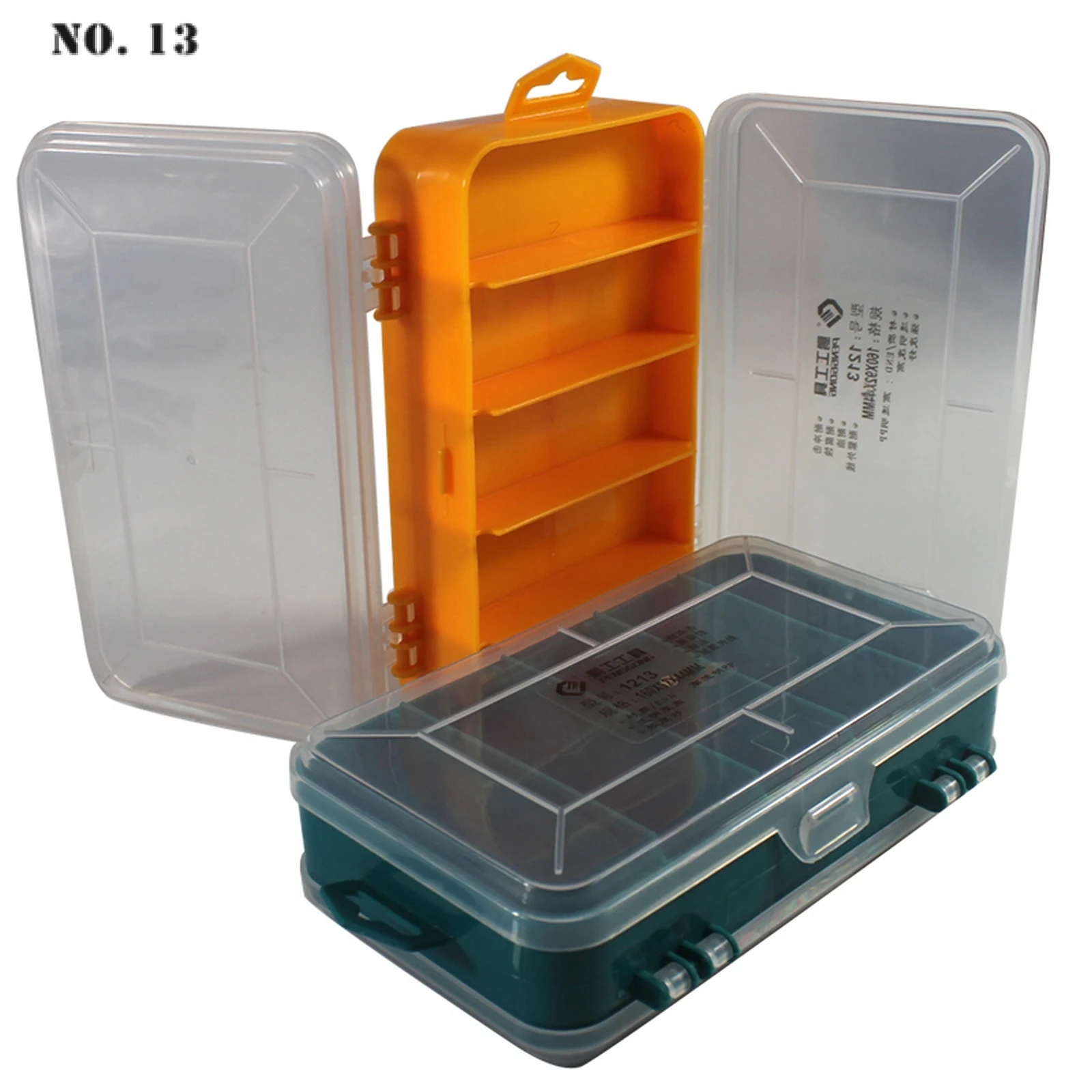 New 13 Grids Transparent Screws Storage Box Double-Side Multifunctional Storage Tool Box Portable Plastic Storage Case for Tools