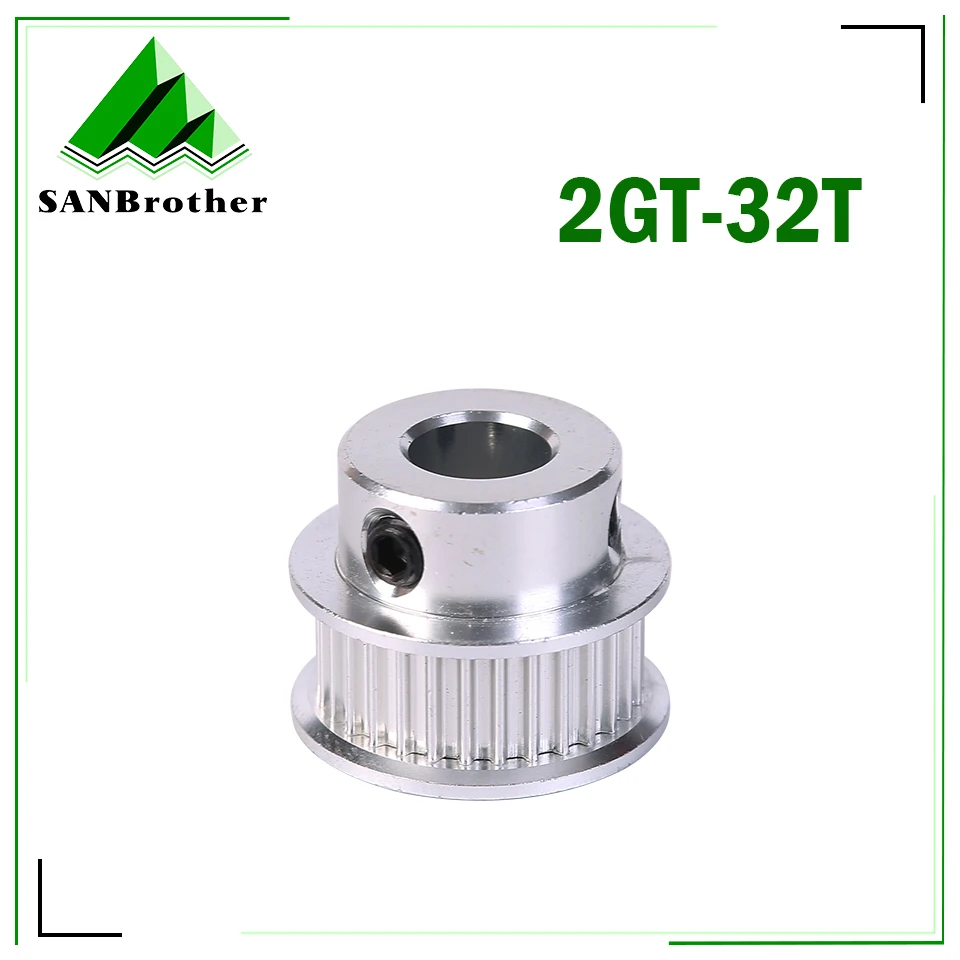 

Шкив ГРМ 32 T GT2, 32 зубца с 5 мм, 6 мм, 6,35 мм, 8 мм, отверстие с подшипниками для 3D принтера, детали, Ремень ГРМ 6 мм, 10 мм