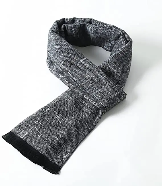 2024 Autumn Winter Men\'s Scarf Cotton Cashmere Man Scarves Black Gray Mens Neckcheif Scarfs Shawls Classic Vintage Scarf for Men