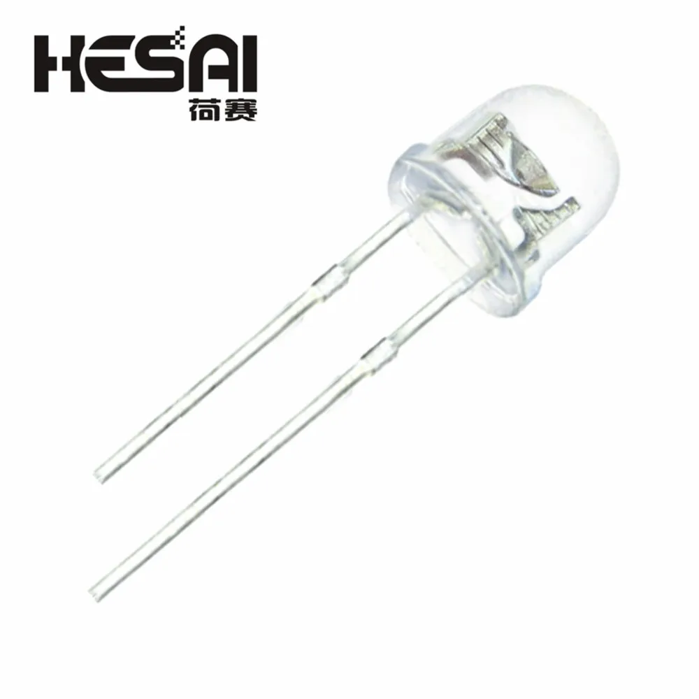 물 투명하고 매우 밝은 광각 LED 발광 다이오드, 빨대 개트 화이트 LED, 5mm, 로트 당 100 개, 4.8mm