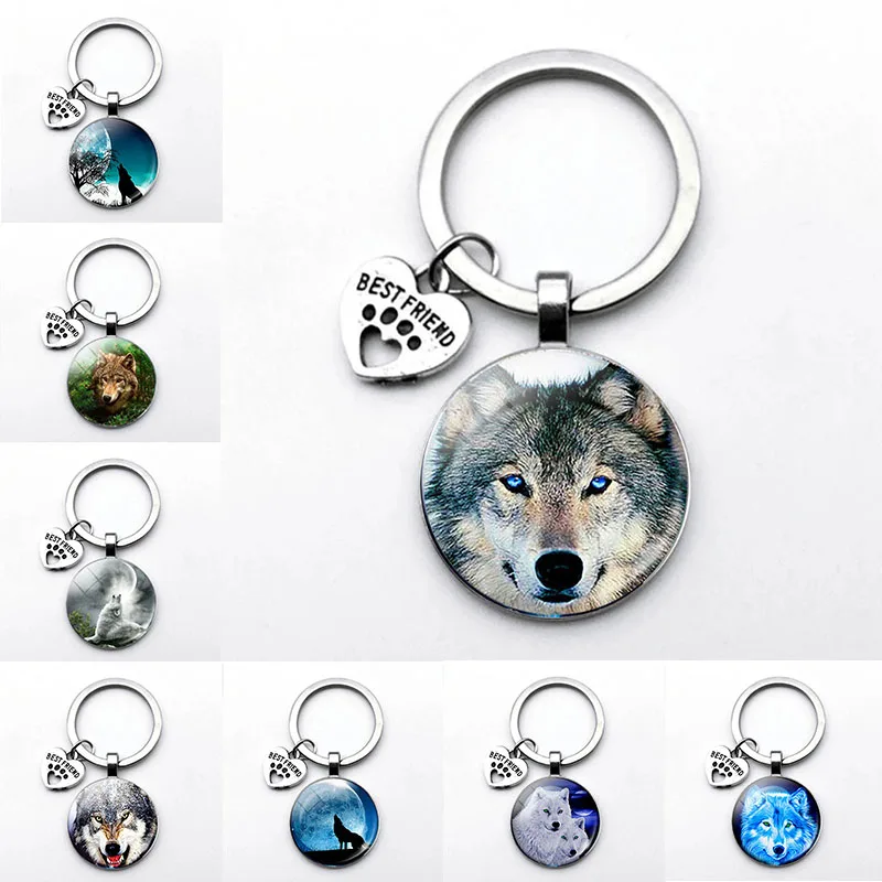 

2021 Wolf In The Dark Keychain Key Ring Holder Wolf Head Keychain Men'S Jewelry Gift