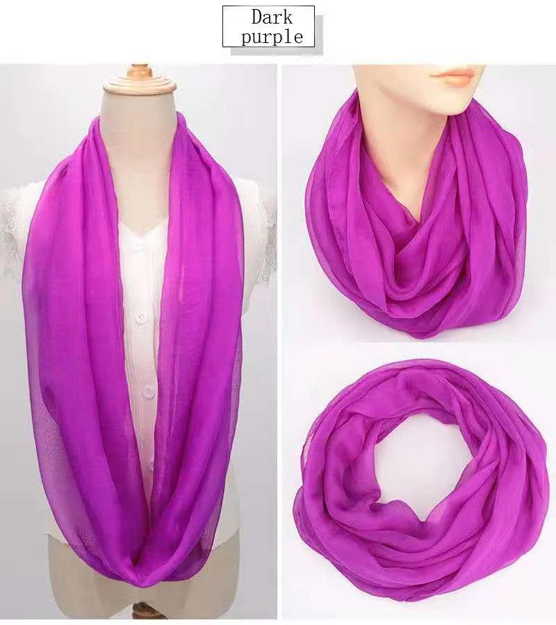 Spring Autumn Chiffon Hedging Bib Pure Color Wild Neck Scarf Women's Soft Light Breathable Decorative Beach Sunscreen Gauze D62