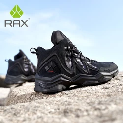 RAX-zapatos de senderismo para hombre y mujer, zapatillas impermeables de cuero para exteriores, botas de Trekking para senderismo, Camping, escalada y caza