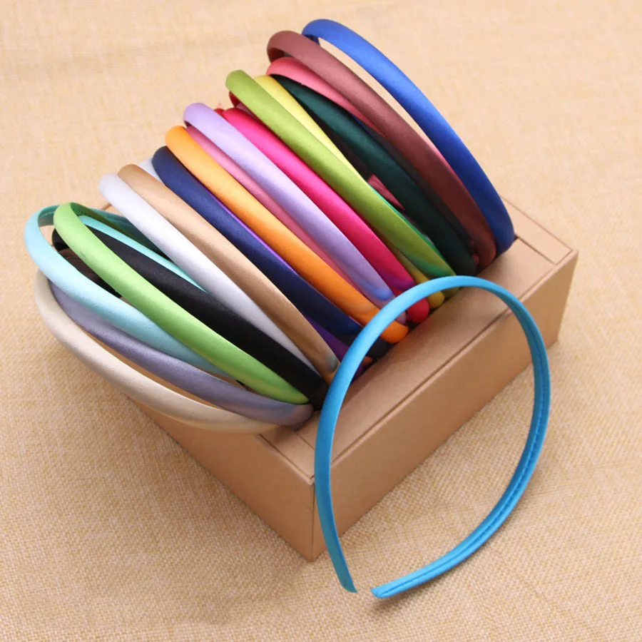 European and American 1cm candy-colored cloth headband DIY material hairband hair accessories satin thin headband