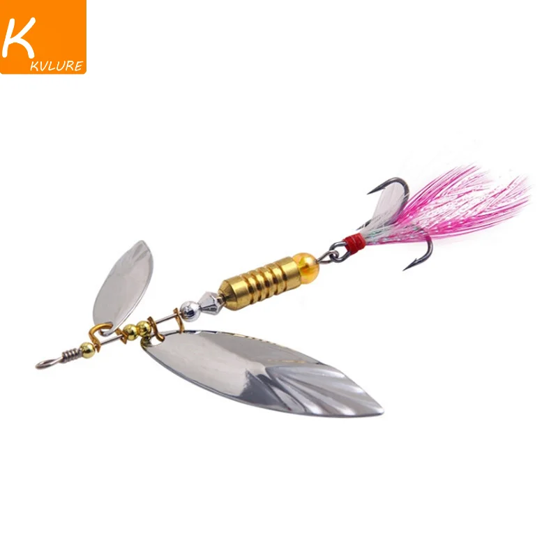 1pcs Metal Sliver Rotating Sequins Spoon lure 7g/10g Spinner Fishing Hard Bait With Feather Treble Hook Fishing Accessories