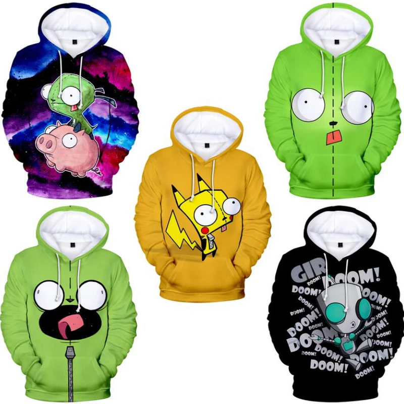 Anime Invader ZIM Gir 3D Print Oversized Women/Men Hoodie Sweatshirt Streetwear Hip Hop Pullover Hooded Jacket Cosplay Costume