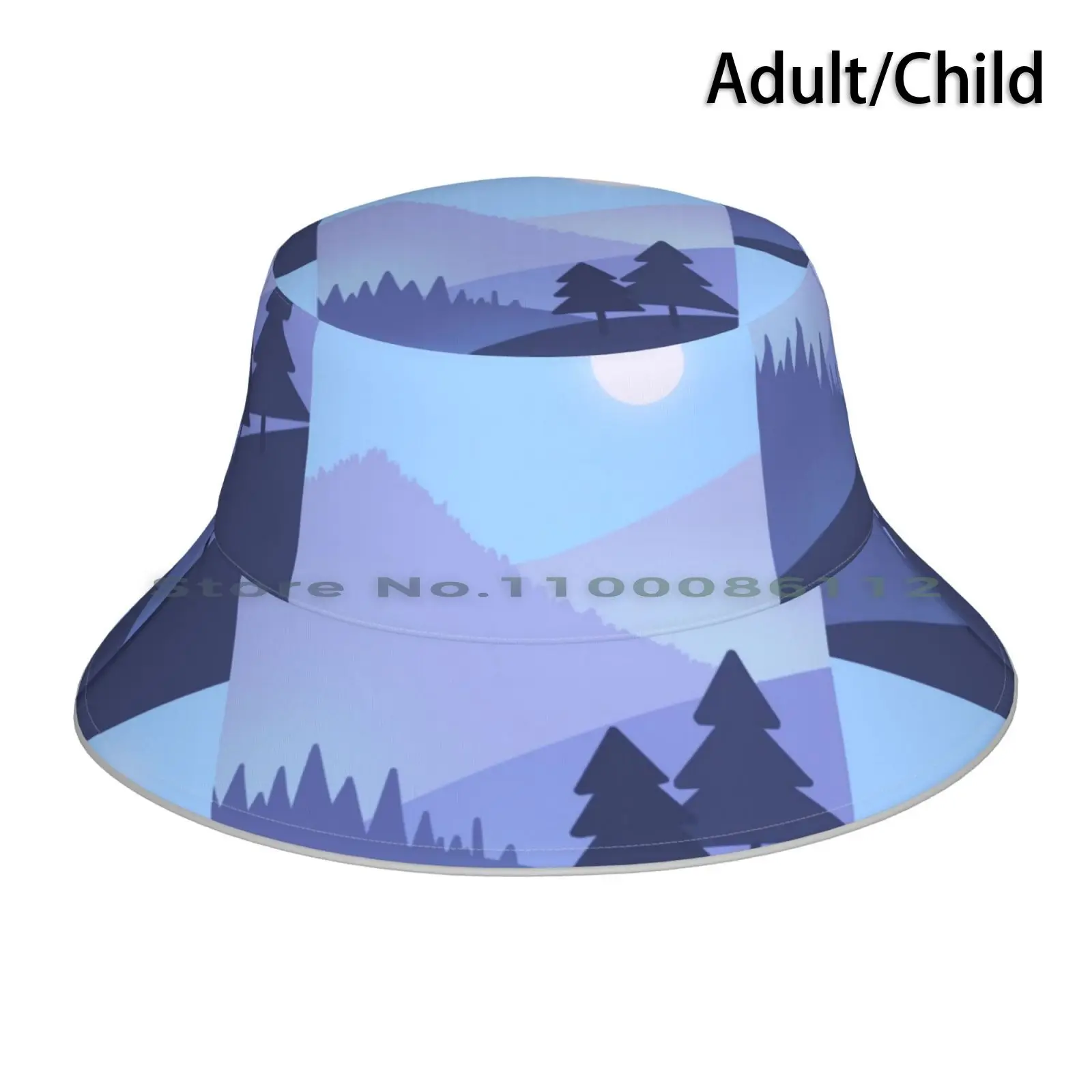 Night In The Pacific Northwest Bucket Hat Sun Cap Pnw Pacific Northwest Oregon Washington Pine Trees Moon Mountain The Great