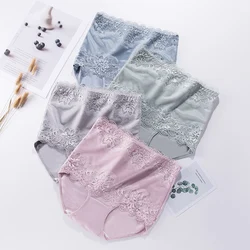 ZJX 4Pcs/Set High Waist Women's Panties Seamless Slimming Cotton Briefs Body Shaperwear Underwear Female Sexy Lace Underpants