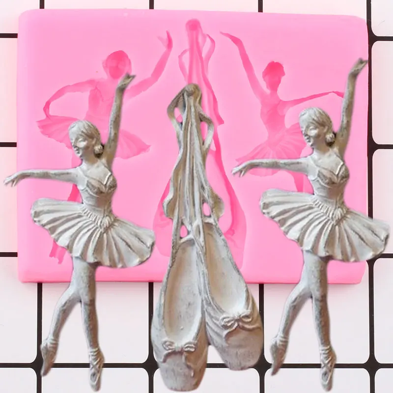 Ballet Shoes Silicone Mold Dancer Girls Baby Birthday Fondant Cake Decorating Tool Cupcake Topper Candy Chocolate Gumpaste Mould