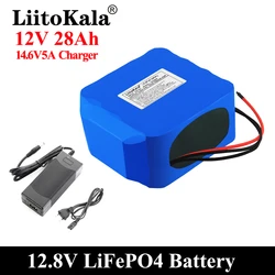 LiitoKala 12V 30Ah 28Ah głęboki cykl LiFePO4 ładowalny akumulator 12.8V cykle życia 4000 z wbudowaną osłona BMS 14.6V5A