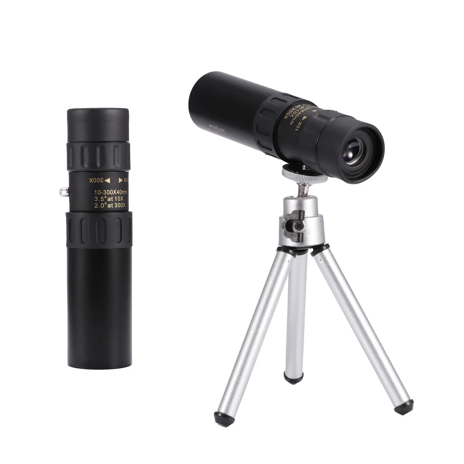 10-300X 40MM Telescope Portable Spyglass with Tripod and Mobile Phone Holder Outdoor Monocular Telescope Super Telephoto Zoom